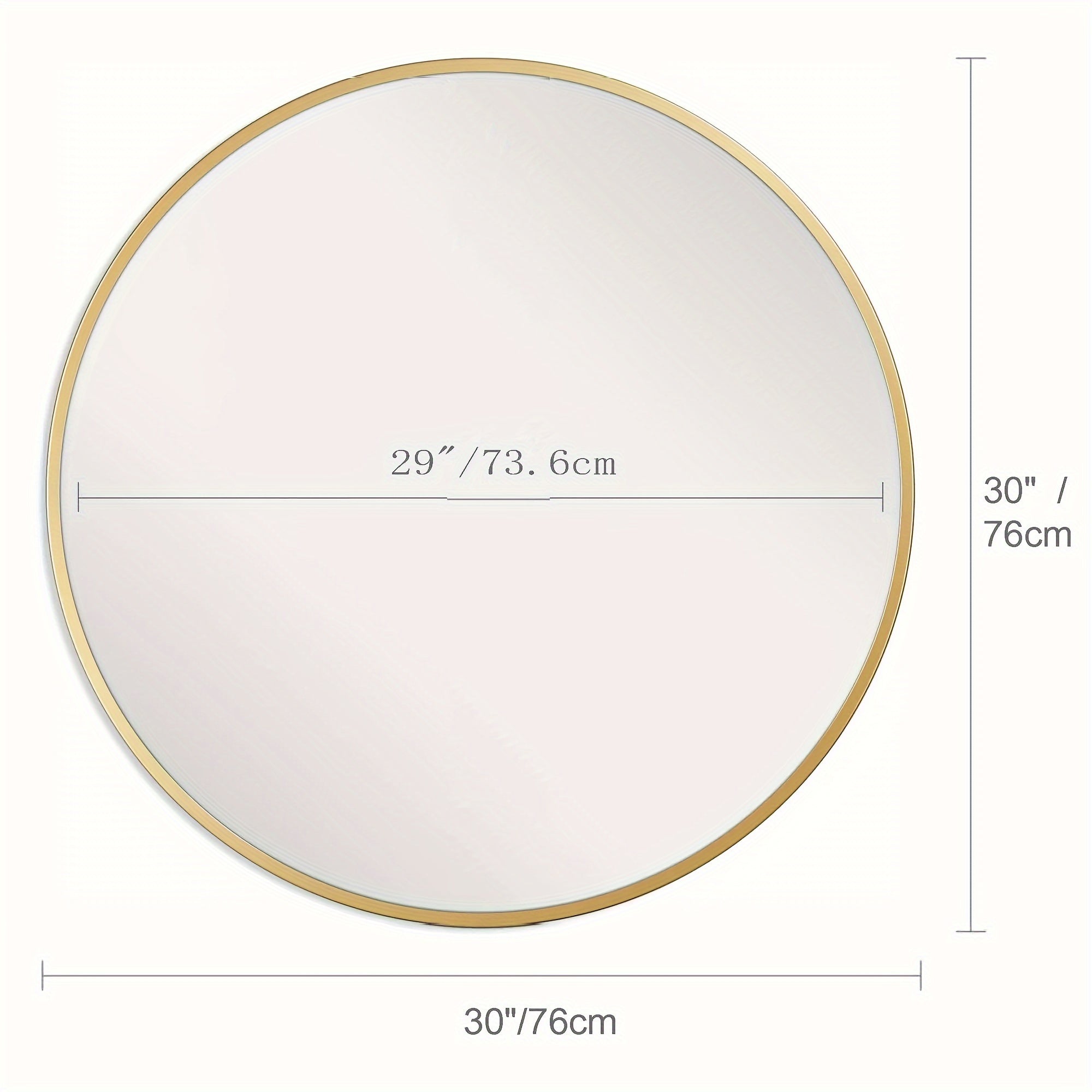 1pc Circular Wall Mirror With Gold Metal Frame, 76.2 Cm, Contemporary Style, For Bathroom, Vanity, Bedroom, Living Room Decor, Round Decorative Mirror - Moon & Wall