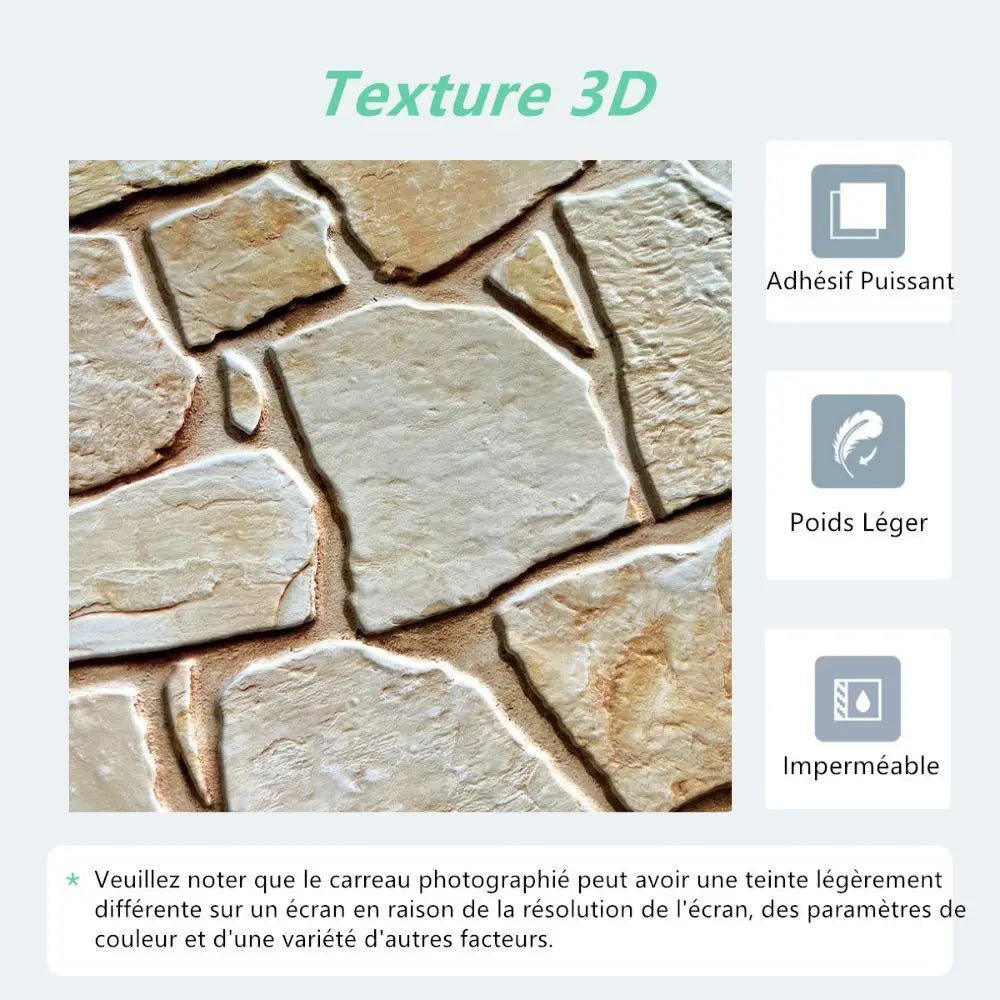 3D Faux Stone Tile Stickers – Matte 30×30cm Water & Mold Resistant Wall Decor for Kitchen or Living Room - Moon & Wall