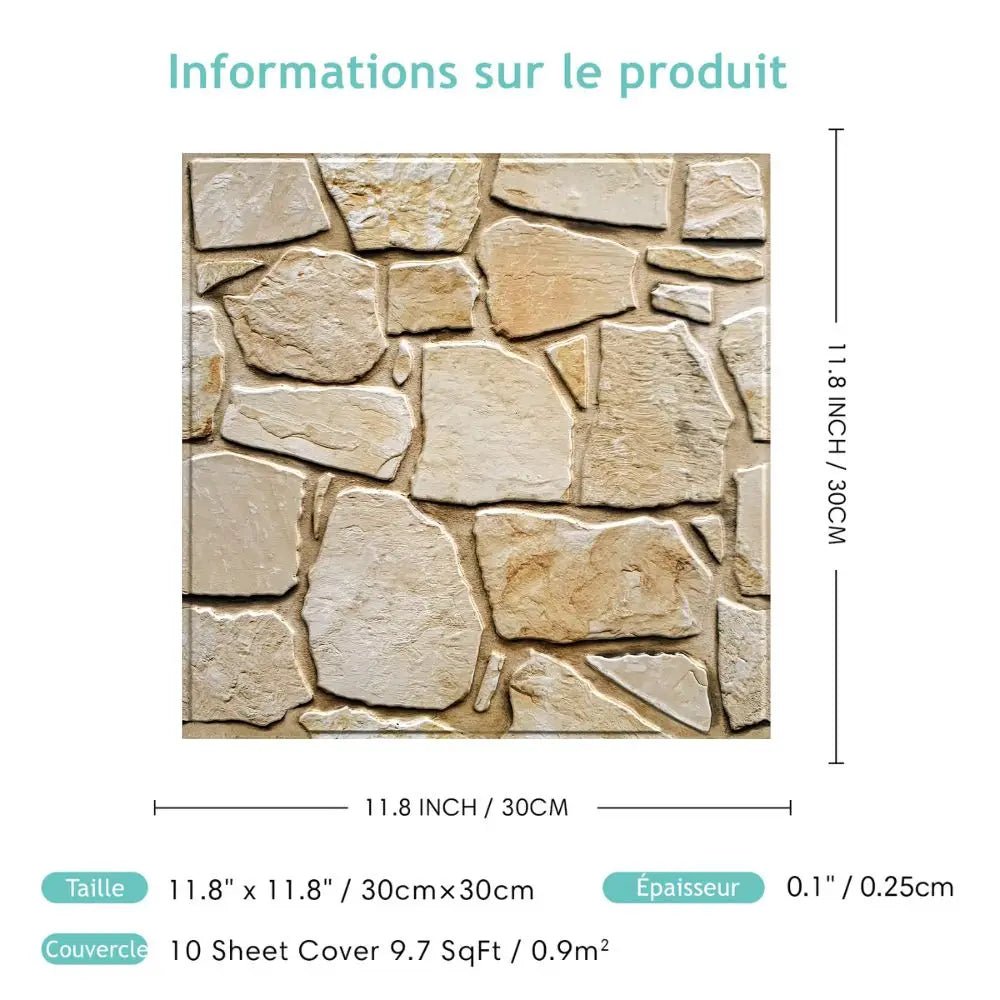 3D Faux Stone Tile Stickers – Matte 30×30cm Water & Mold Resistant Wall Decor for Kitchen or Living Room - Moon & Wall