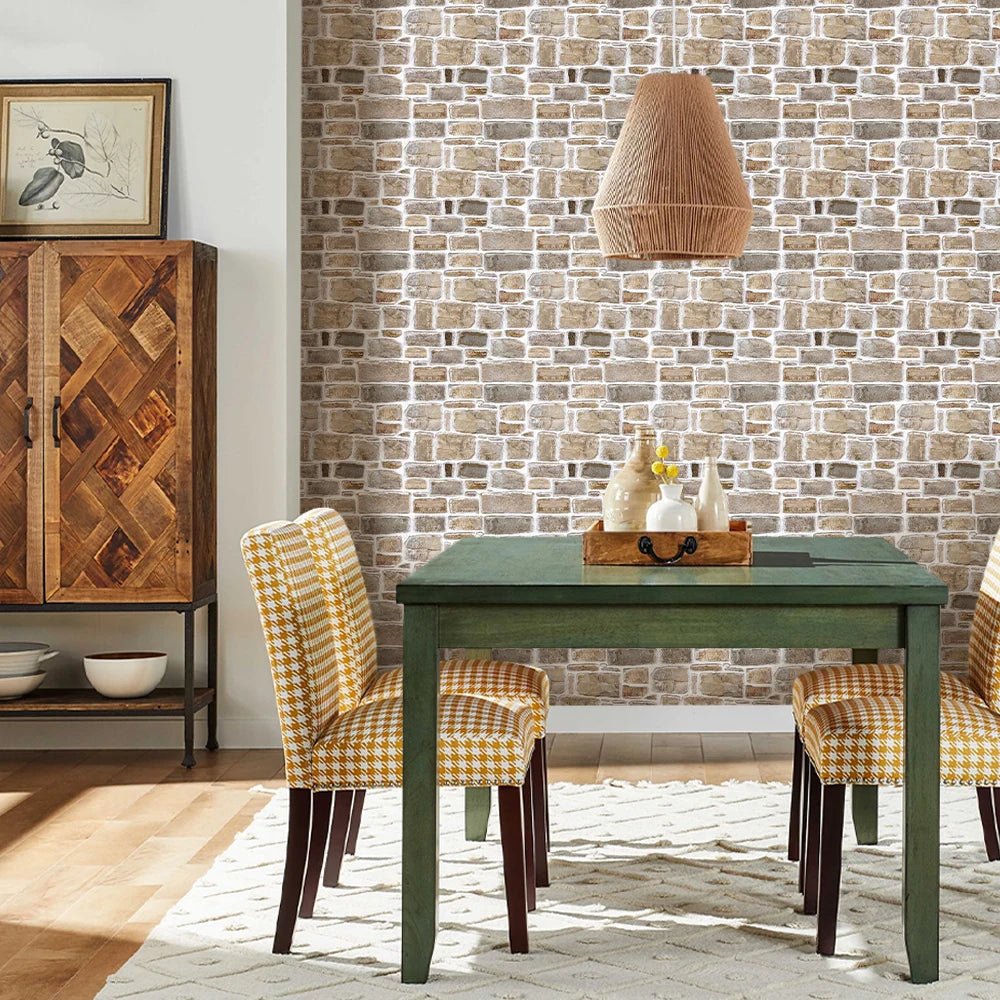 3D Faux Stone Tile Stickers – Matte 30×30cm Water & Mold Resistant Wall Decor for Kitchen or Living Room - Moon & Wall