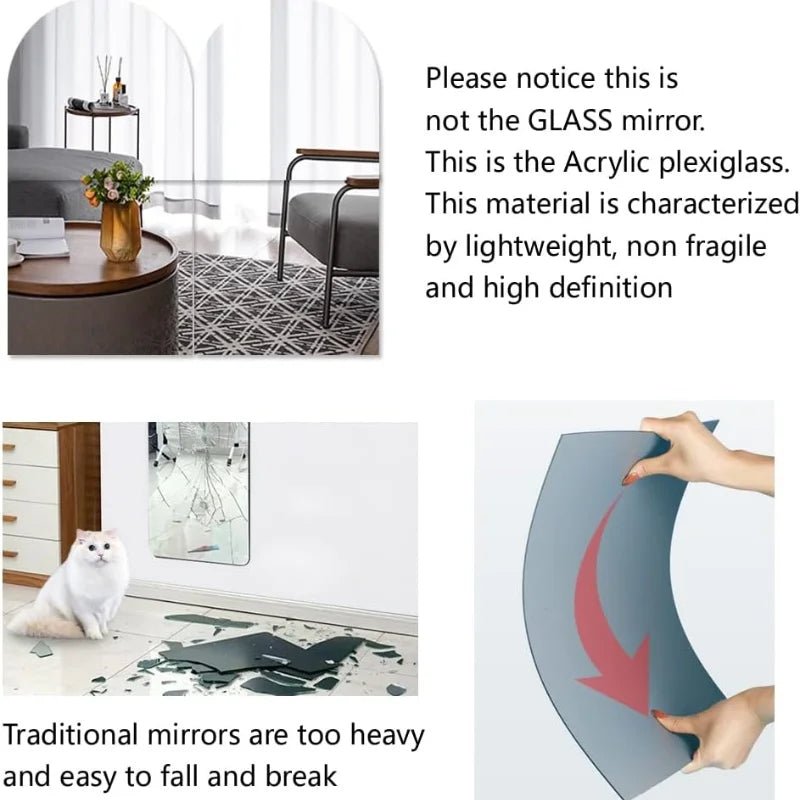 4/8PCS Flexible Acrylic Mirror Tiles – Shatterproof DIY Wall Stickers for Home Decor - Moon & Wall