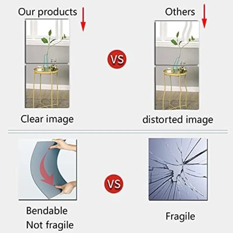 4/8PCS Flexible Acrylic Mirror Tiles – Shatterproof DIY Wall Stickers for Home Decor - Moon & Wall