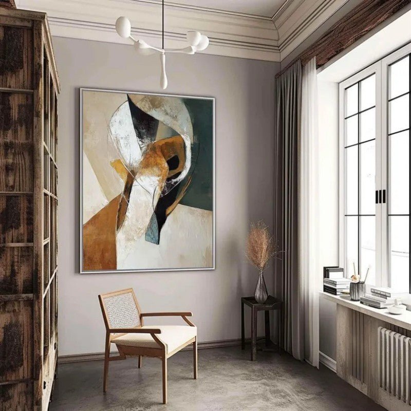 Abstract Handmade Oil Painting Wabi Sabi Textured Hand Painted Painting Wall Art Minimalist Canvas For Home Decor No Frame - Moon & Wall