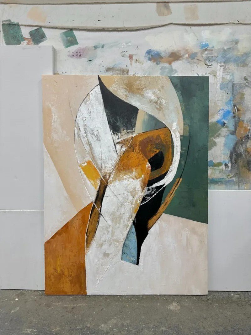 Abstract Handmade Oil Painting Wabi Sabi Textured Hand Painted Painting Wall Art Minimalist Canvas For Home Decor No Frame - Moon & Wall