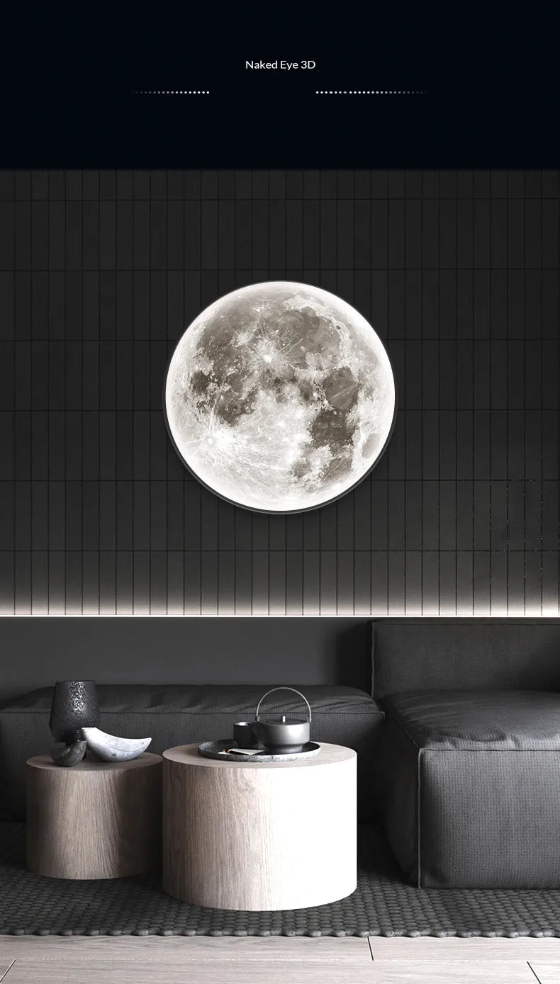 Applique murale moderne 3D Moon - Applique décorative LED pour chambre à coucher, salon ou couloir - Moon & Wall