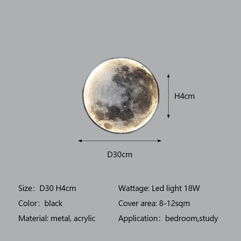 Applique murale moderne 3D Moon - Applique décorative LED pour chambre à coucher, salon ou couloir - Moon & Wall