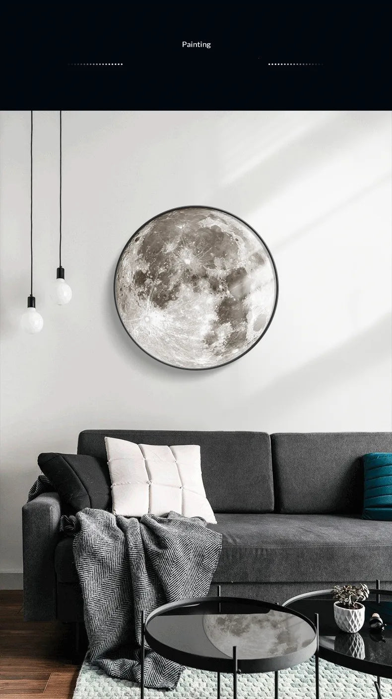 Applique murale moderne 3D Moon - Applique décorative LED pour chambre à coucher, salon ou couloir - Moon & Wall