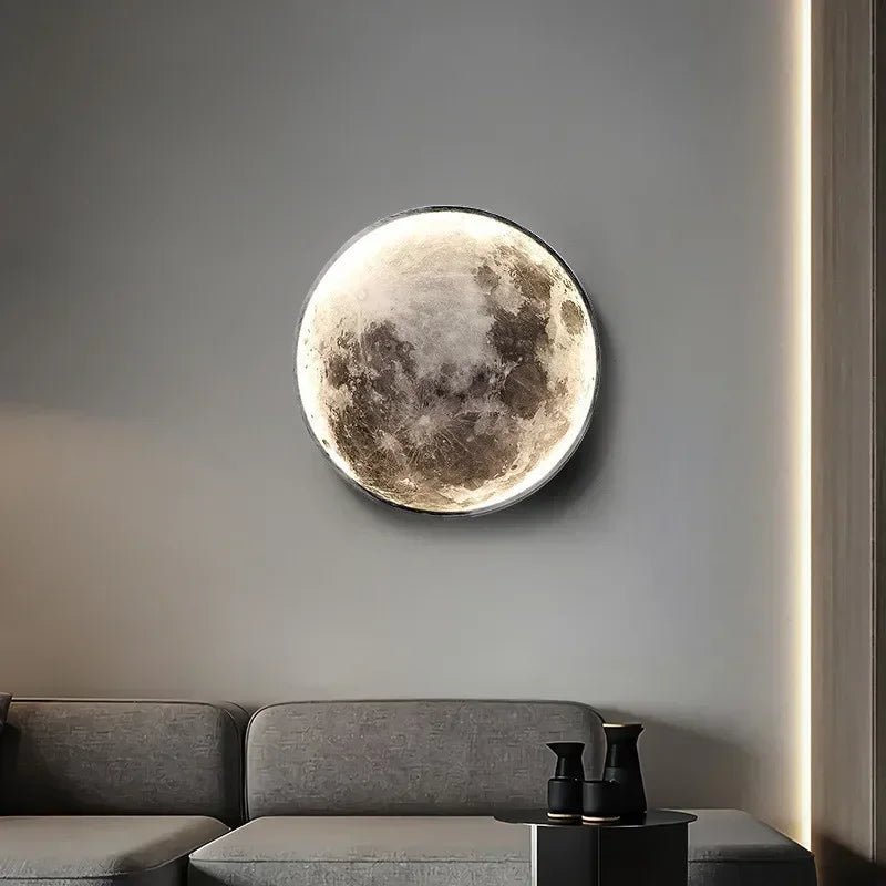 Applique murale moderne 3D Moon - Applique décorative LED pour chambre à coucher, salon ou couloir - Moon & Wall