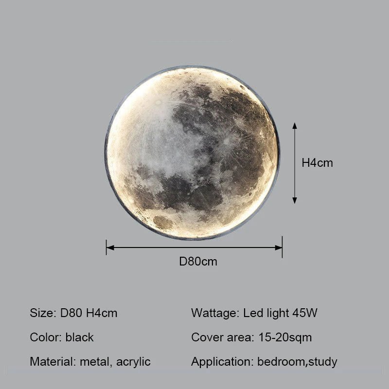 Applique murale moderne 3D Moon - Applique décorative LED pour chambre à coucher, salon ou couloir - Moon & Wall