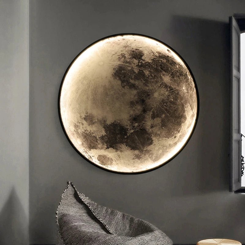 Applique murale moderne 3D Moon - Applique décorative LED pour chambre à coucher, salon ou couloir - Moon & Wall