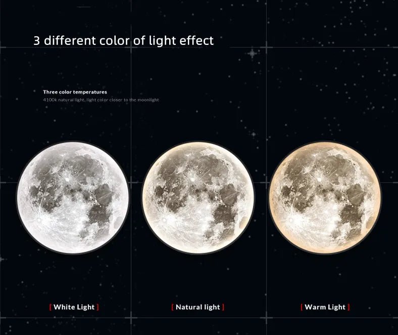 Applique murale moderne 3D Moon - Applique décorative LED pour chambre à coucher, salon ou couloir - Moon & Wall