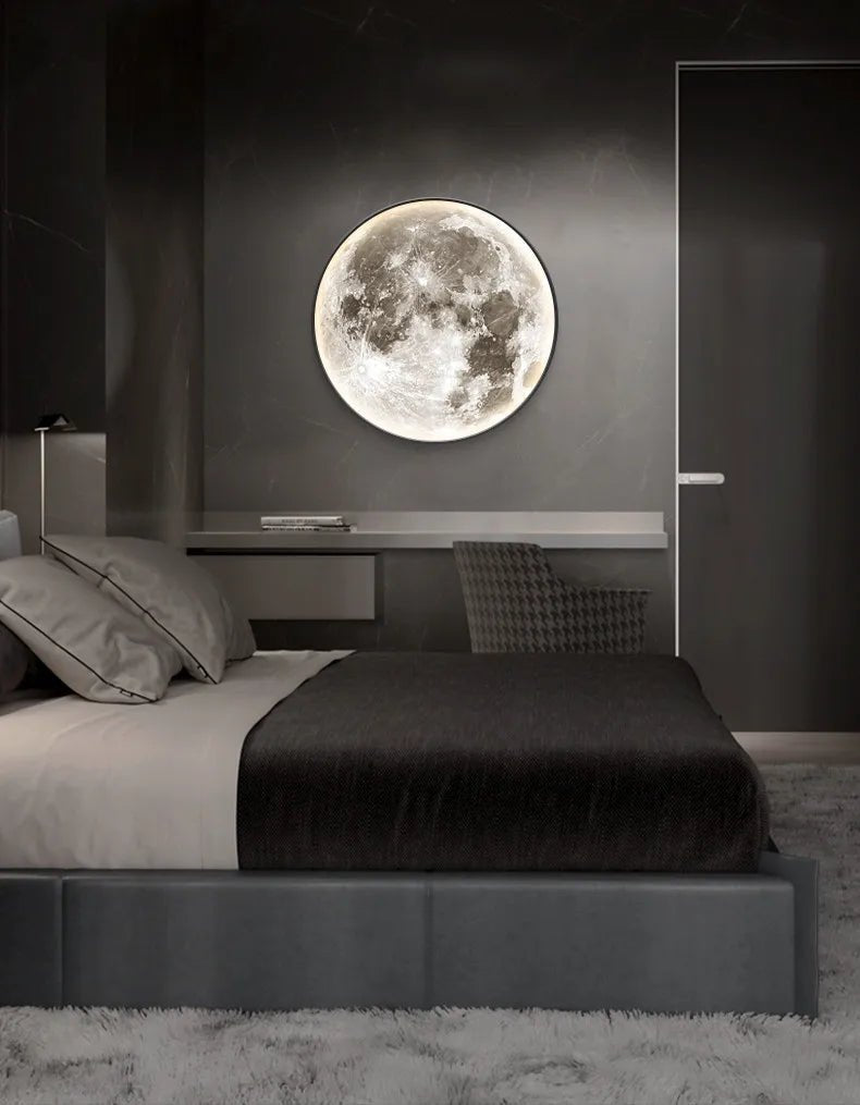 Applique murale moderne 3D Moon - Applique décorative LED pour chambre à coucher, salon ou couloir - Moon & Wall