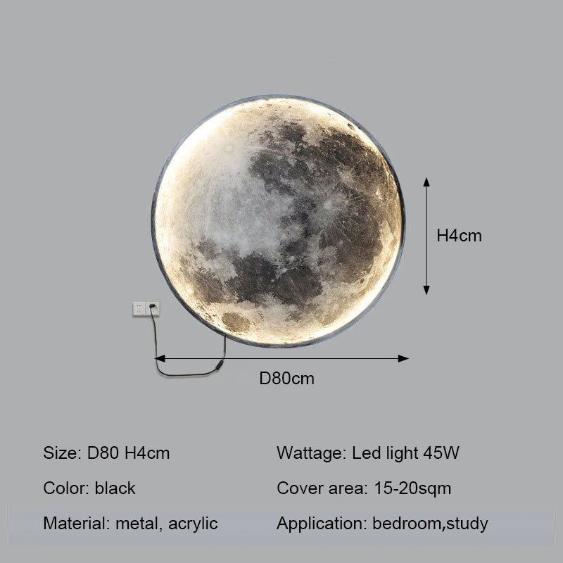 Applique murale moderne 3D Moon - Applique décorative LED pour chambre à coucher, salon ou couloir - Moon & Wall