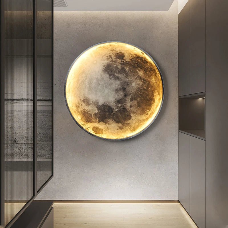Applique murale moderne 3D Moon - Applique décorative LED pour chambre à coucher, salon ou couloir - Moon & Wall