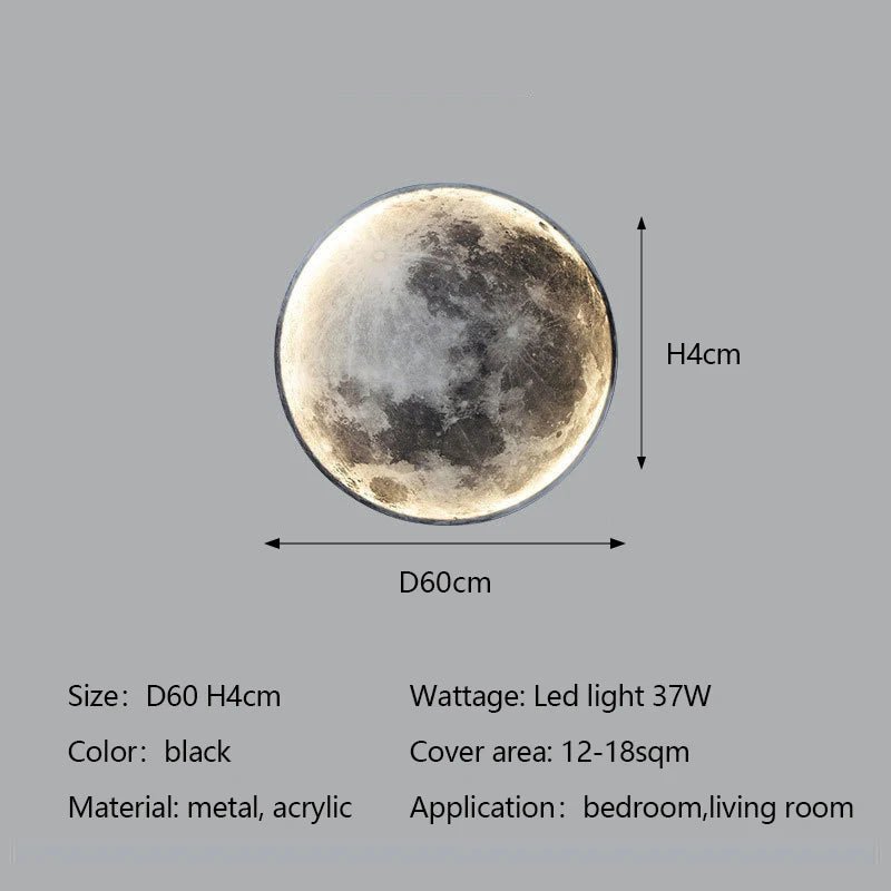 Applique murale moderne 3D Moon - Applique décorative LED pour chambre à coucher, salon ou couloir - Moon & Wall