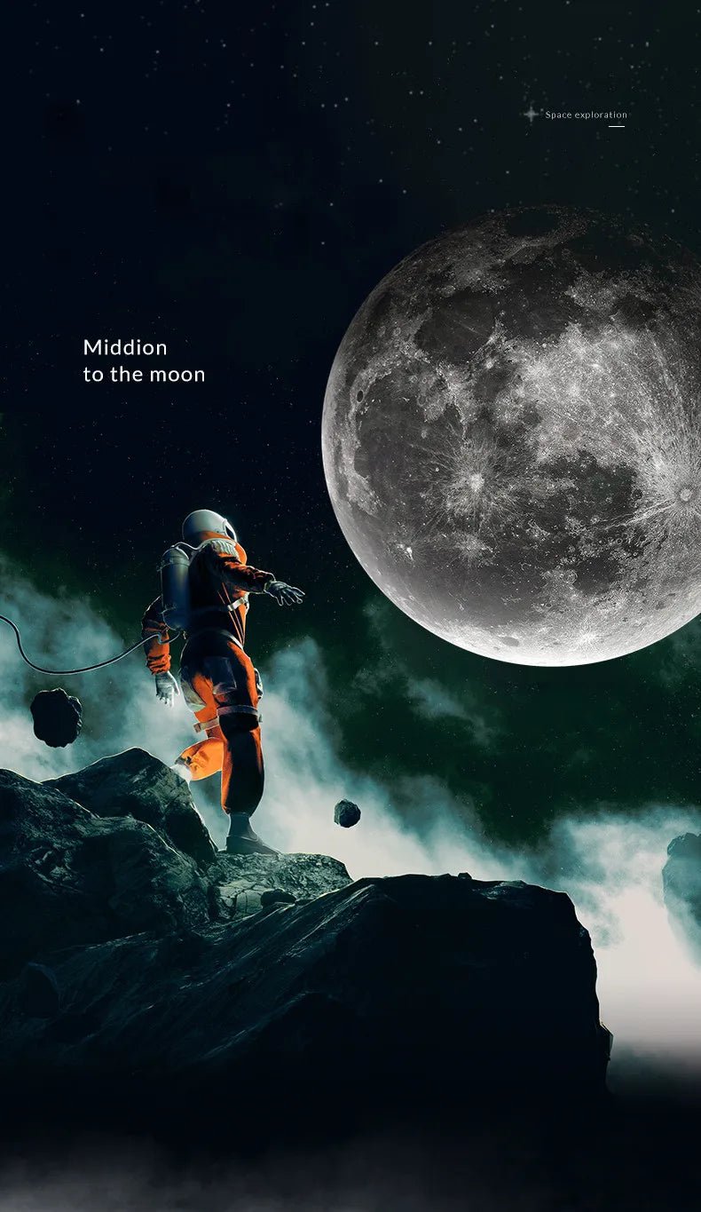 Applique murale moderne 3D Moon - Applique décorative LED pour chambre à coucher, salon ou couloir - Moon & Wall