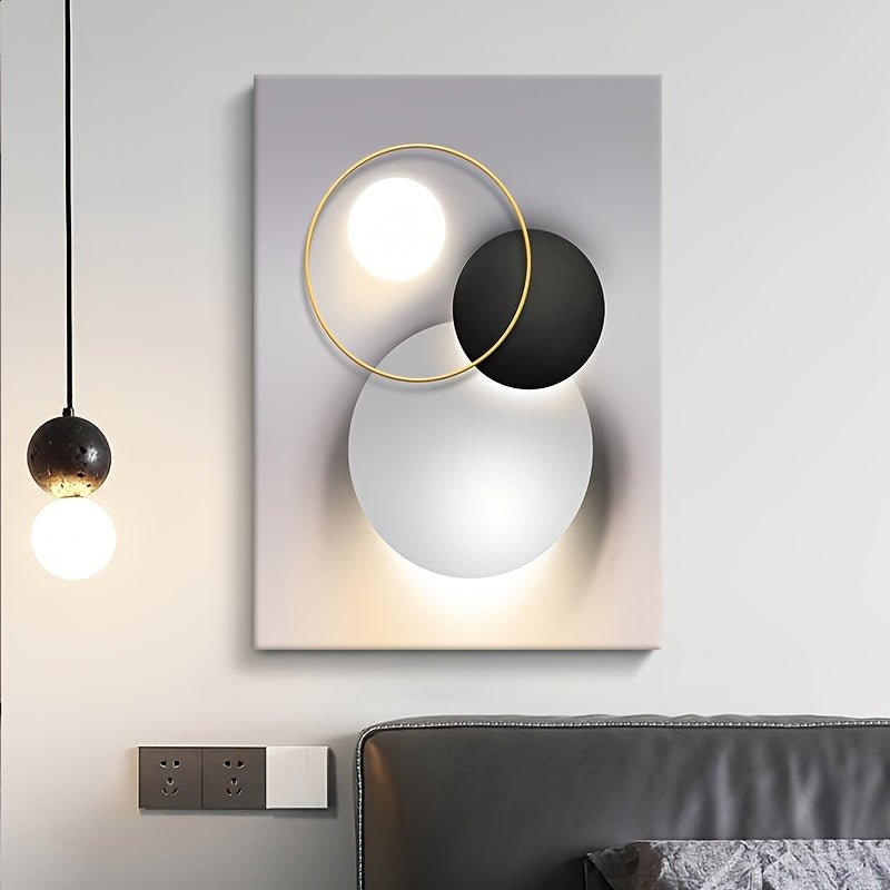 Art mural sur toile nordique minimaliste moderne, affiche sans cadre pour la décoration du salon, fond de canapé de luxe léger, cadre en bois enveloppé, 2D, parfait pour la décoration de la chambre - Moon & Wall