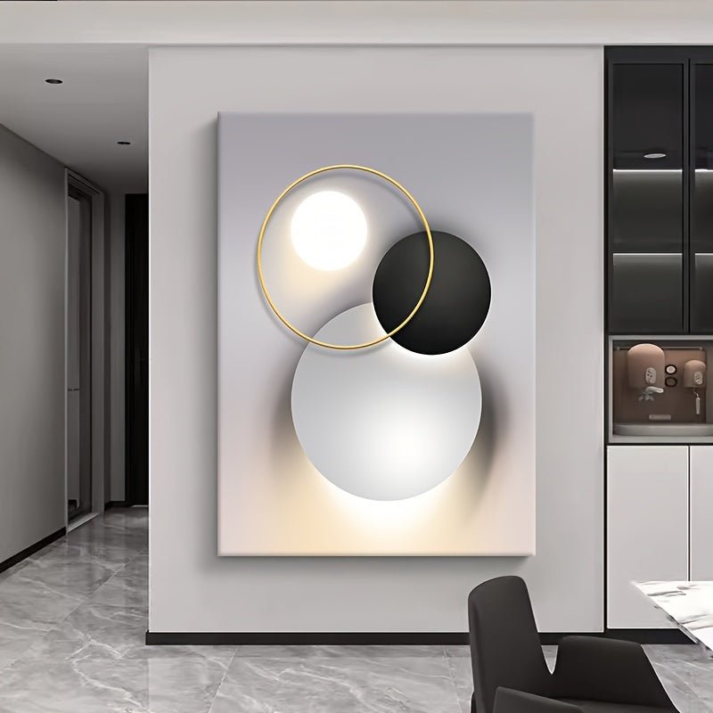 Art mural sur toile nordique minimaliste moderne, affiche sans cadre pour la décoration du salon, fond de canapé de luxe léger, cadre en bois enveloppé, 2D, parfait pour la décoration de la chambre - Moon & Wall