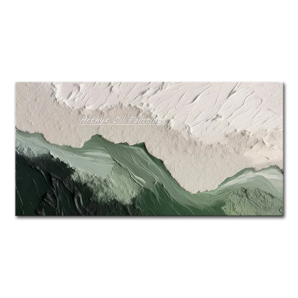 Arthyx Hand - Painted Abstract Sea Wave Oil Painting – Modern Textured Seascape Canvas for Home Decor - Moon & Wall