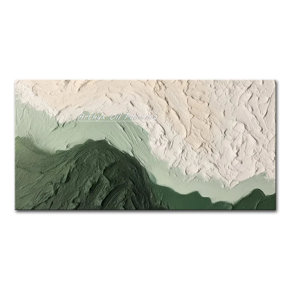 Arthyx Hand - Painted Abstract Sea Wave Oil Painting – Modern Textured Seascape Canvas for Home Decor - Moon & Wall