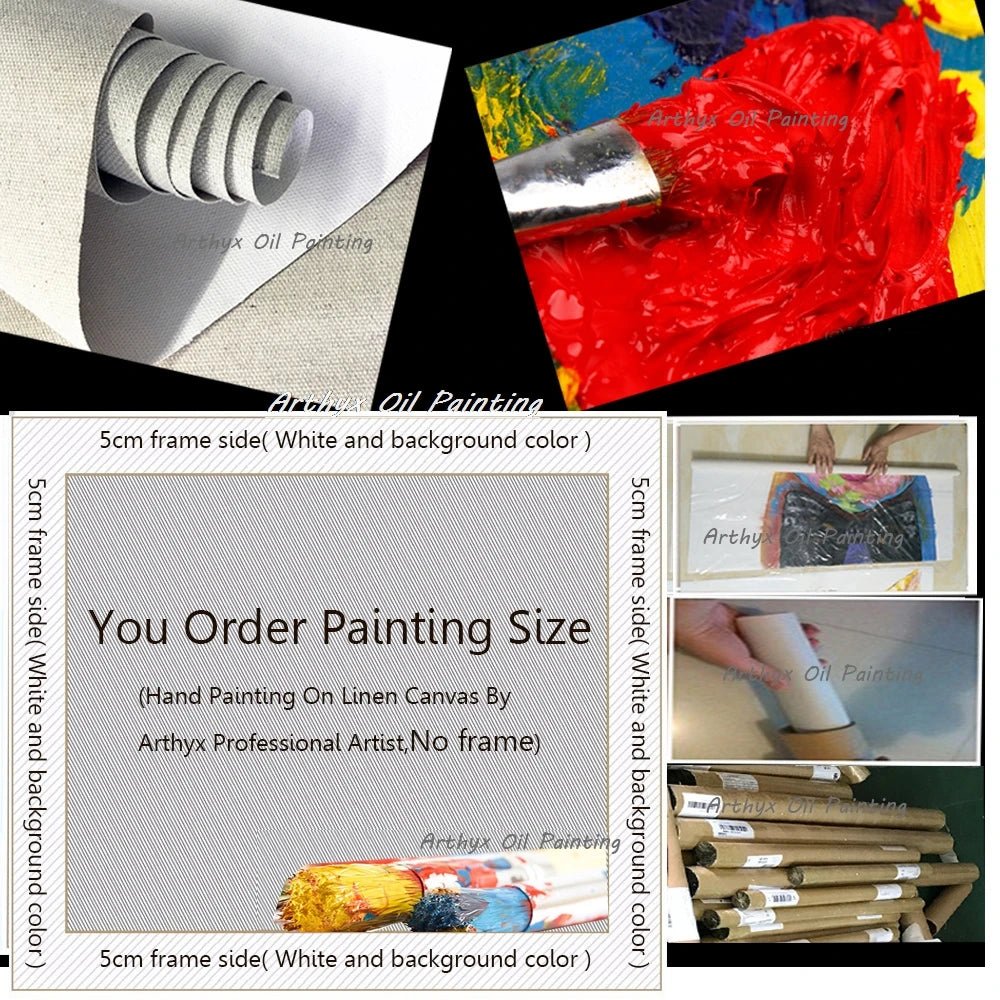 Arthyx Hand - Painted Abstract Sea Wave Oil Painting – Modern Textured Seascape Canvas for Home Decor - Moon & Wall