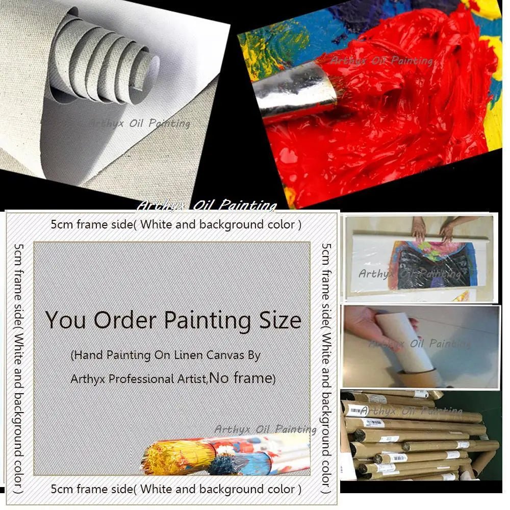 Arthyx Hand - Painted Abstract Sea Wave Oil Painting – Modern Textured Seascape Canvas for Home Decor - Moon & Wall