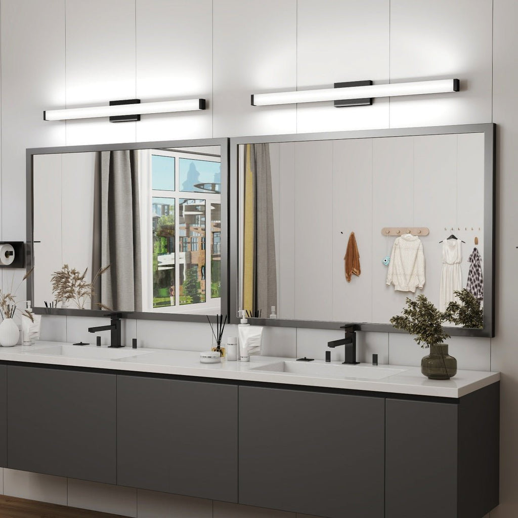 Black Modern Bathroom Light Fixtures Over Mirror 41 Inch LED Vanity Lights Bar For Bath - Moon & Wall