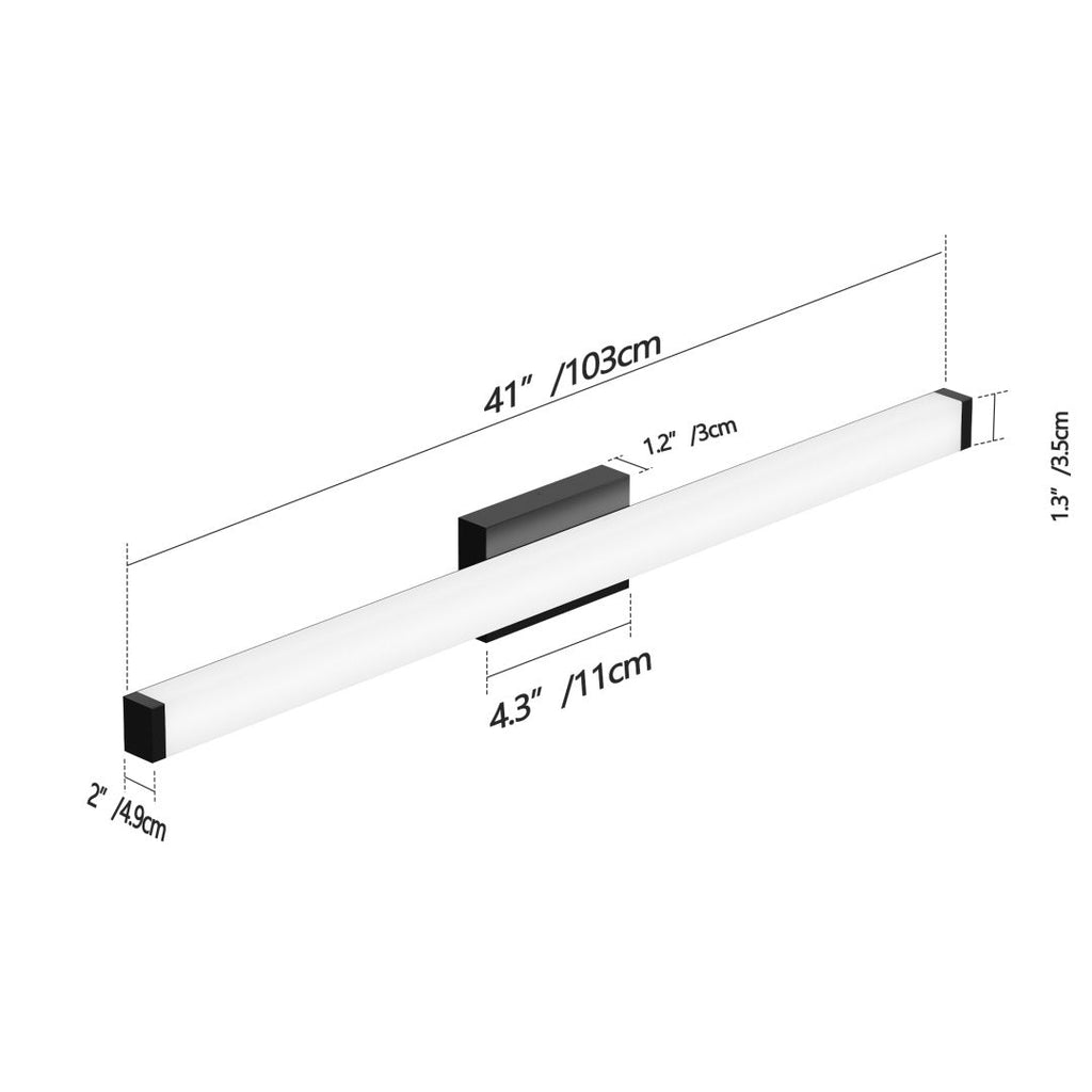 Black Modern Bathroom Light Fixtures Over Mirror 41 Inch LED Vanity Lights Bar For Bath - Moon & Wall