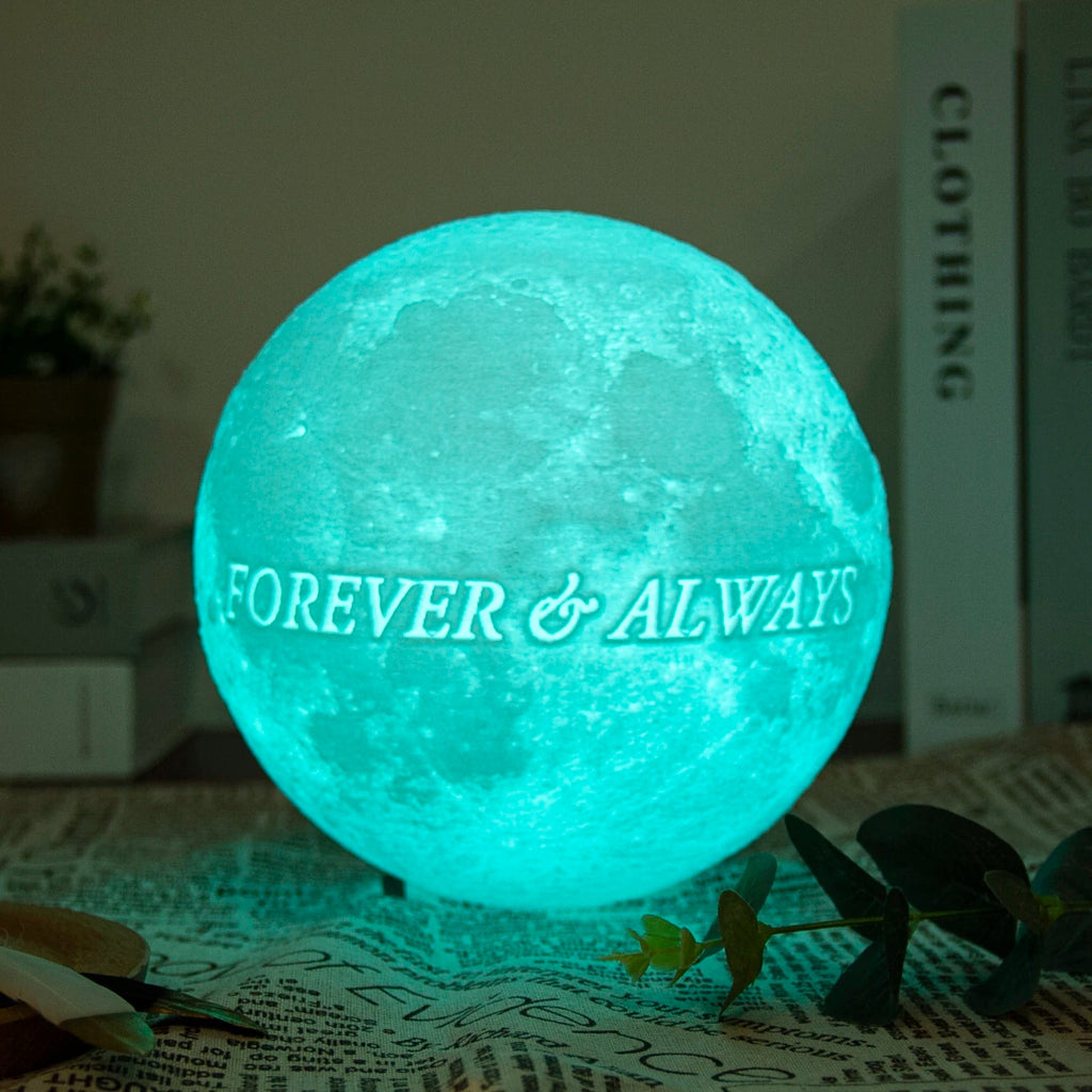 Custom 3D Moon Lamp – USB Rechargeable Personalized Photo/Text Night Light Gift for Birthdays or Special Occasions - Moon & Wall