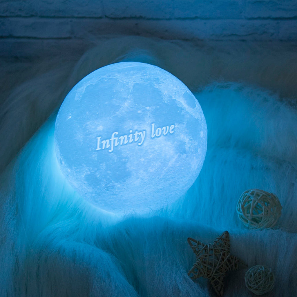 Custom 3D Moon Lamp – USB Rechargeable Personalized Photo/Text Night Light Gift for Birthdays or Special Occasions - Moon & Wall