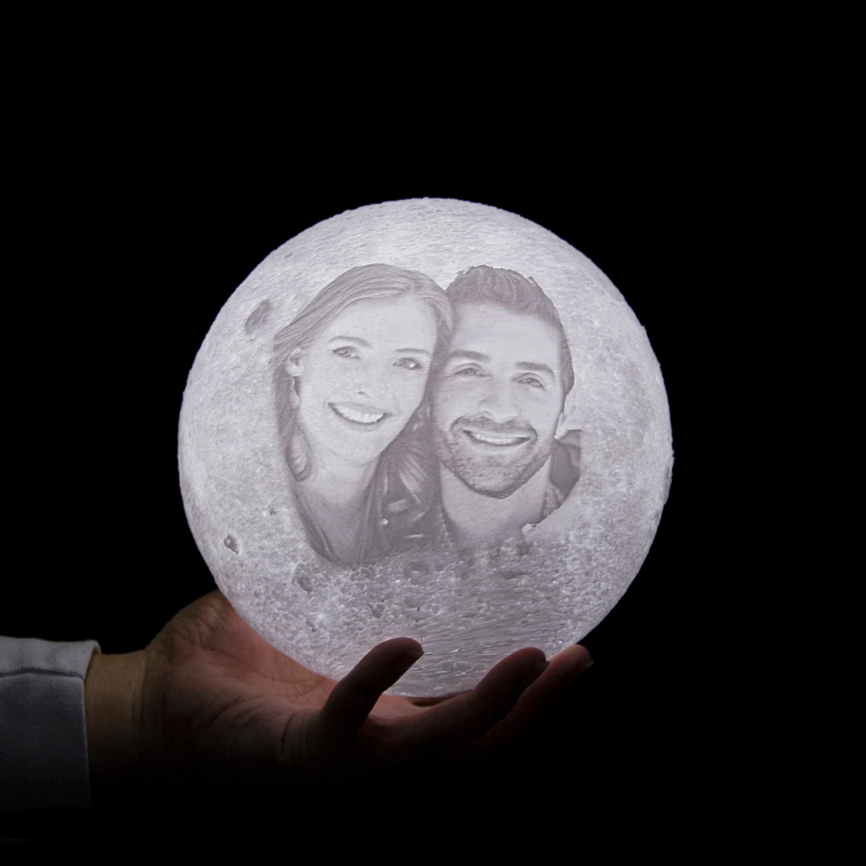 Custom 3D Moon Lamp – USB Rechargeable Personalized Photo/Text Night Light Gift for Birthdays or Special Occasions - Moon & Wall