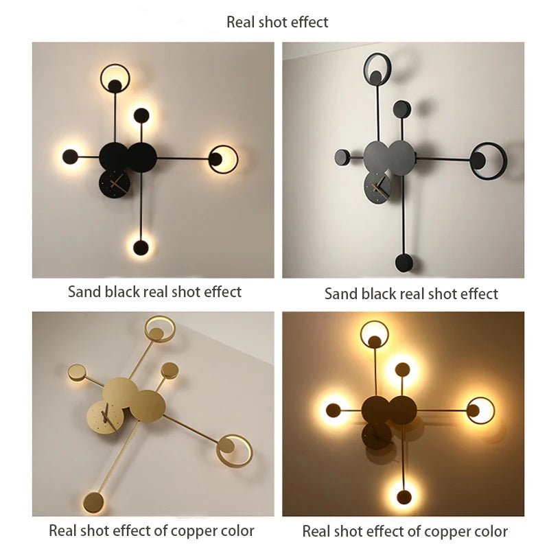 Designer Salon Fond Mur Décoration Lampes Simple Créative Personnalité Chambre à coucher Chambre à coucher Lampe de chevet Horloge nordique Lampe murale - Moon & Wall