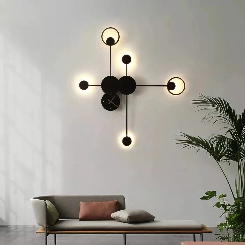 Designer Salon Fond Mur Décoration Lampes Simple Créative Personnalité Chambre à coucher Chambre à coucher Lampe de chevet Horloge nordique Lampe murale - Moon & Wall