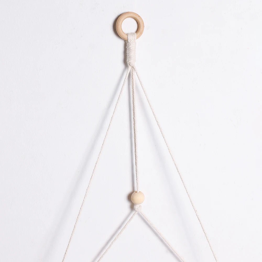Étagère murale flottante en macramé - Décor suspendu en bois Boho pour chambre à coucher, salon ou pépinière - Moon & Wall