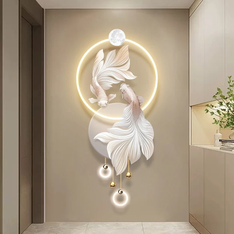 Exquisite 3D LED Light Painting Cream Style Printed Animal Wall Mural for Living Room Home Decoration - Moon & Wall
