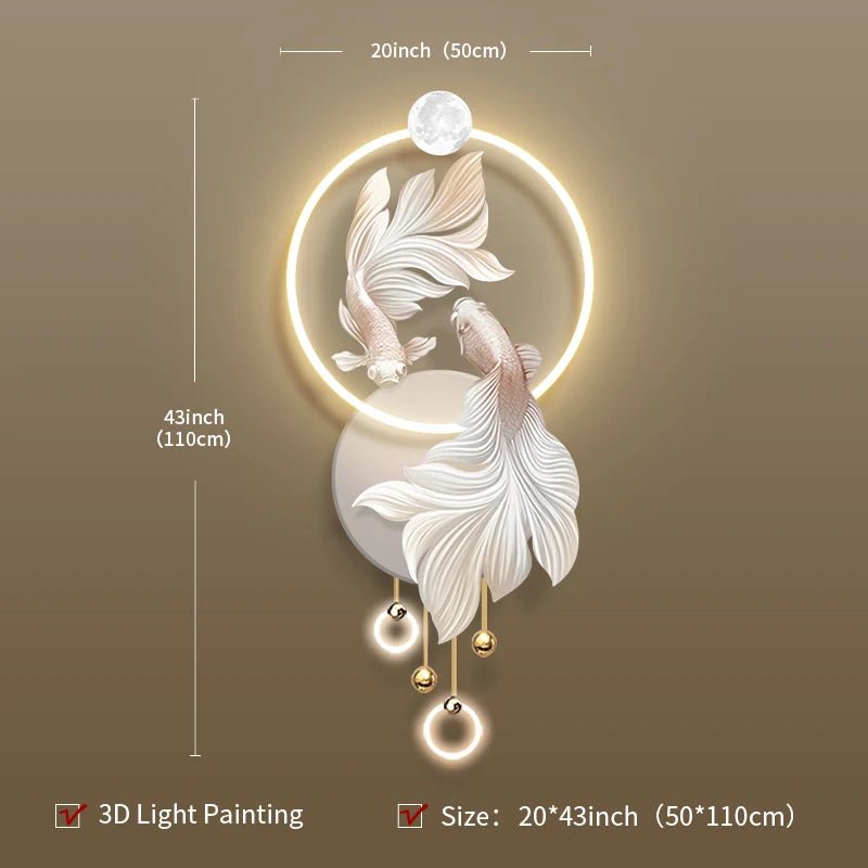 Exquisite 3D LED Light Painting Cream Style Printed Animal Wall Mural for Living Room Home Decoration - Moon & Wall