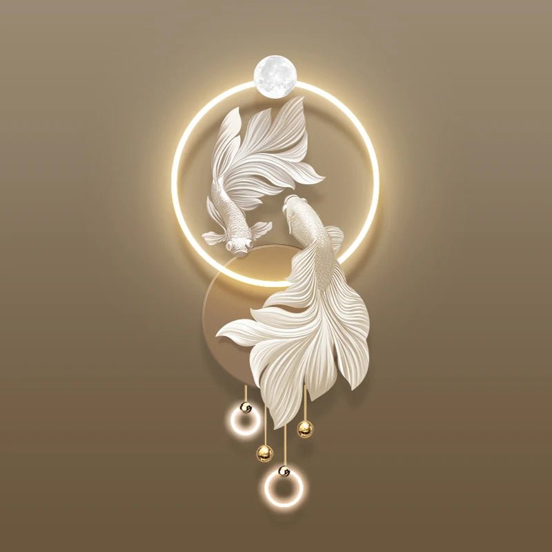 Exquisite 3D LED Light Painting Cream Style Printed Animal Wall Mural for Living Room Home Decoration - Moon & Wall