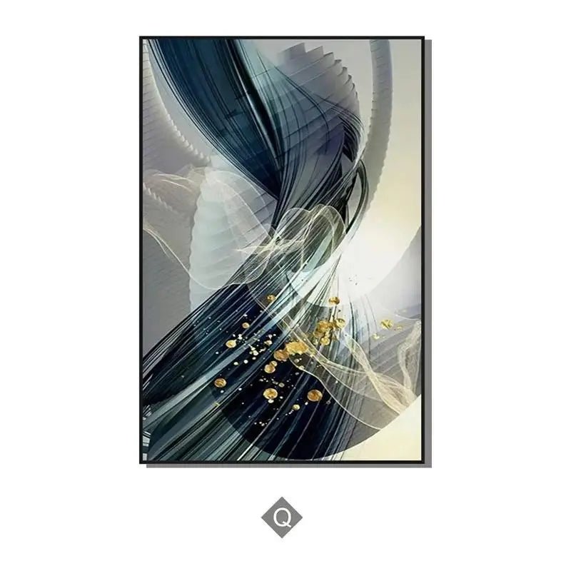 Feuilles de feuilles noires et d'or abstraites de luxe Art de la toile Affiche de plantes modernes pour la décoration murale du salon - Moon & Wall