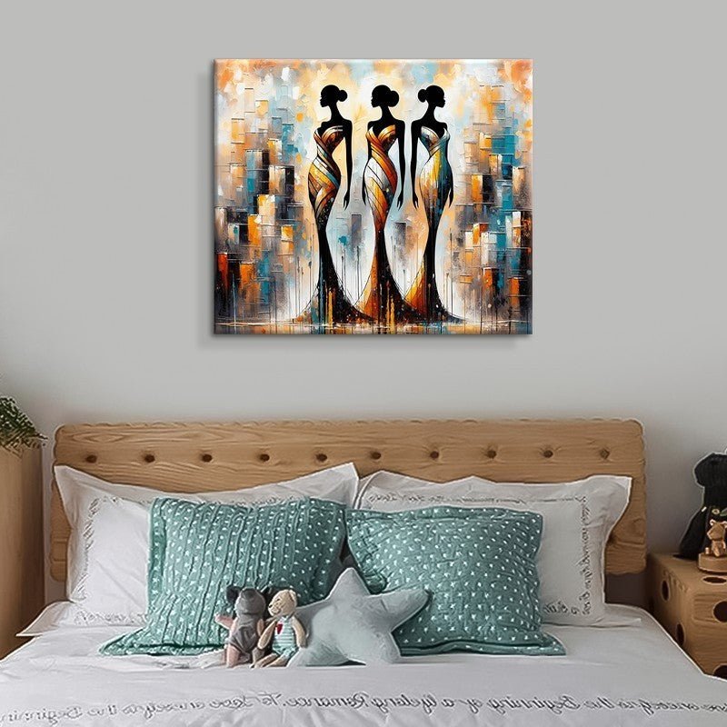 Large Abstract Handmade Oil Painting Textured African Woman Modern Wall Art On Canvas Living Room Bedroom Home Decoration - Moon & Wall