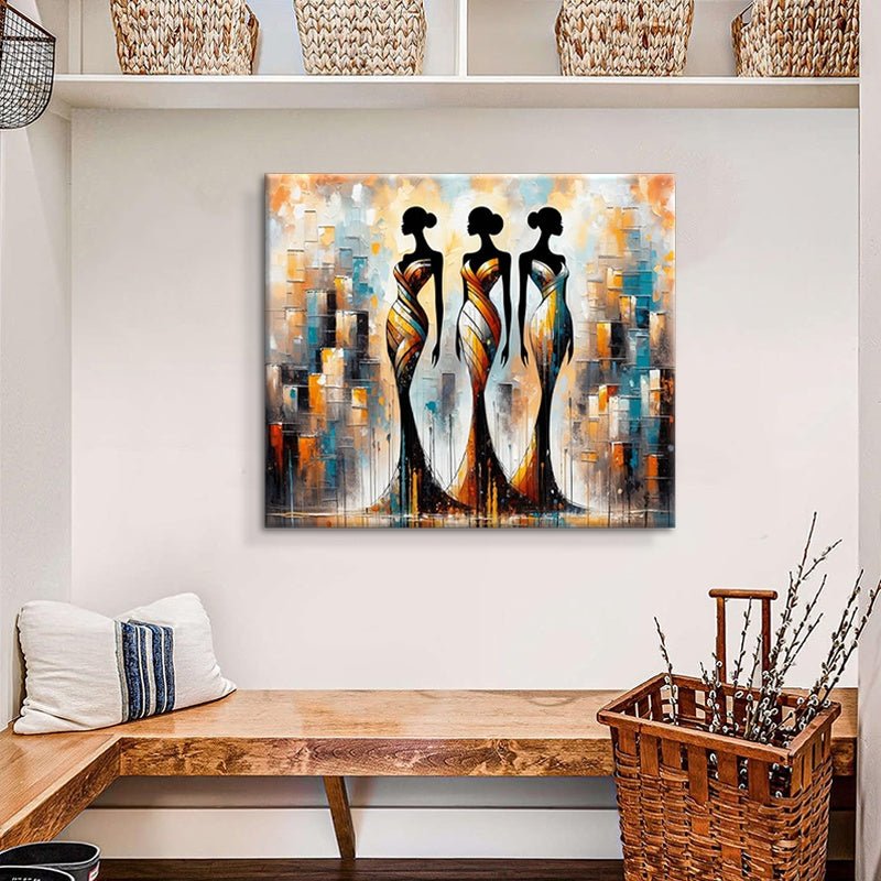 Large Abstract Handmade Oil Painting Textured African Woman Modern Wall Art On Canvas Living Room Bedroom Home Decoration - Moon & Wall