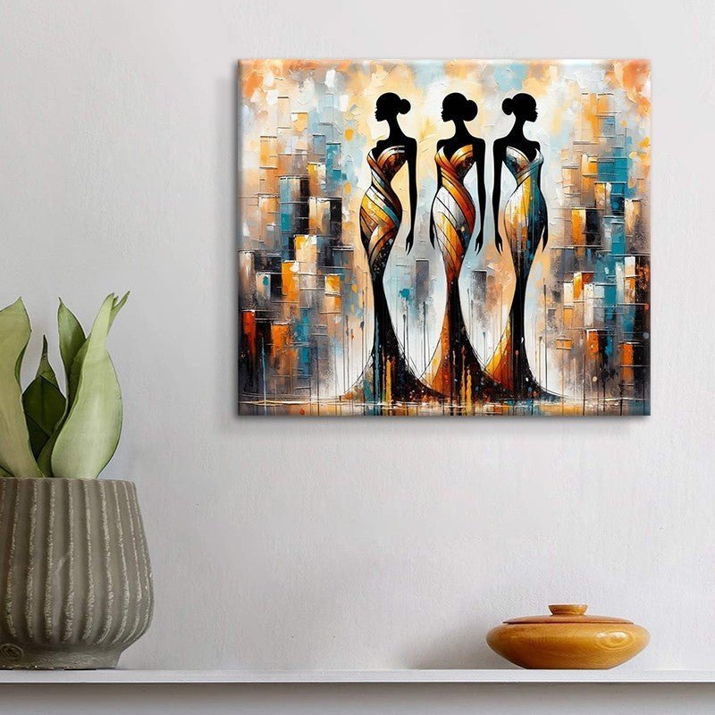 Large Abstract Handmade Oil Painting Textured African Woman Modern Wall Art On Canvas Living Room Bedroom Home Decoration - Moon & Wall