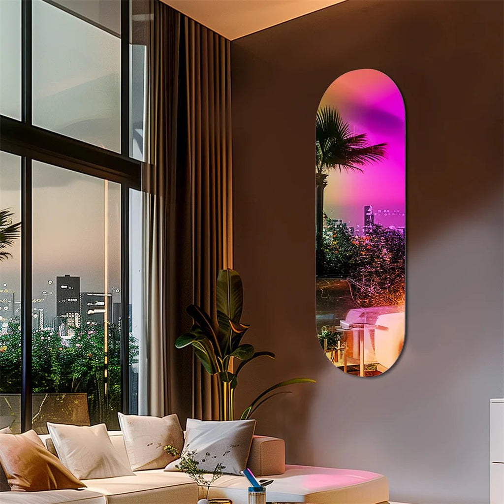 LUVODI Iridescent Full - Length Wall Mirror – Aesthetic Rainbow Accent Mirror for Bedroom or Living Room - Moon & Wall