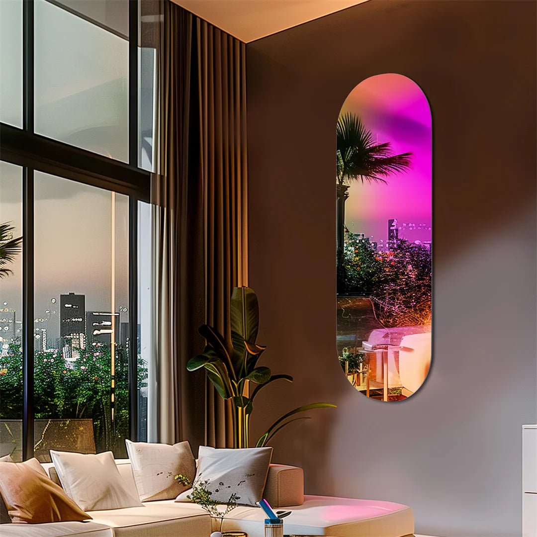 LUVODI Iridescent Full - Length Wall Mirror – Aesthetic Rainbow Accent Mirror for Bedroom or Living Room - Moon & Wall