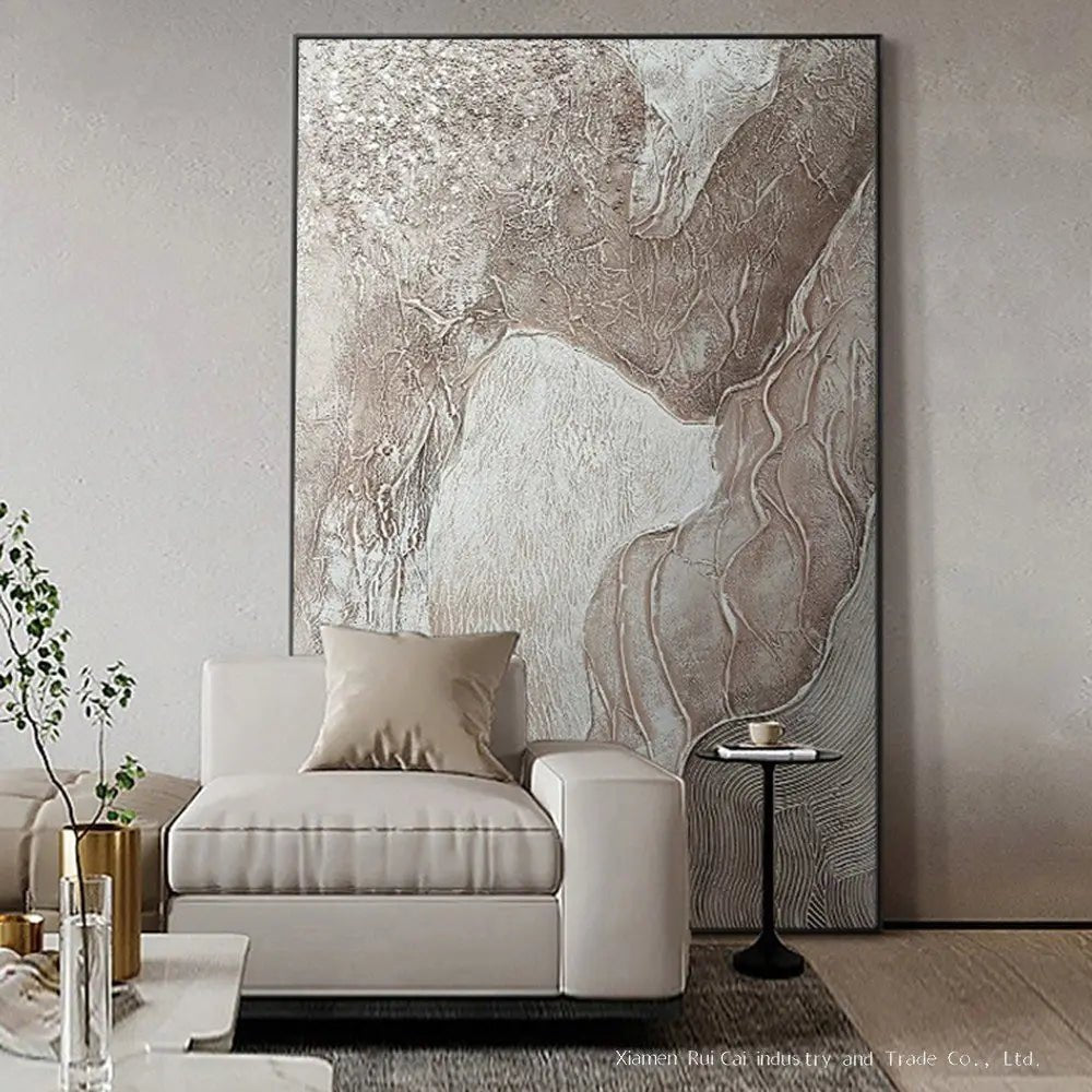 Luxury Handmade Abstract Oil Painting – Modern Textured Canvas Wall Art for Living Room Decor - Moon & Wall