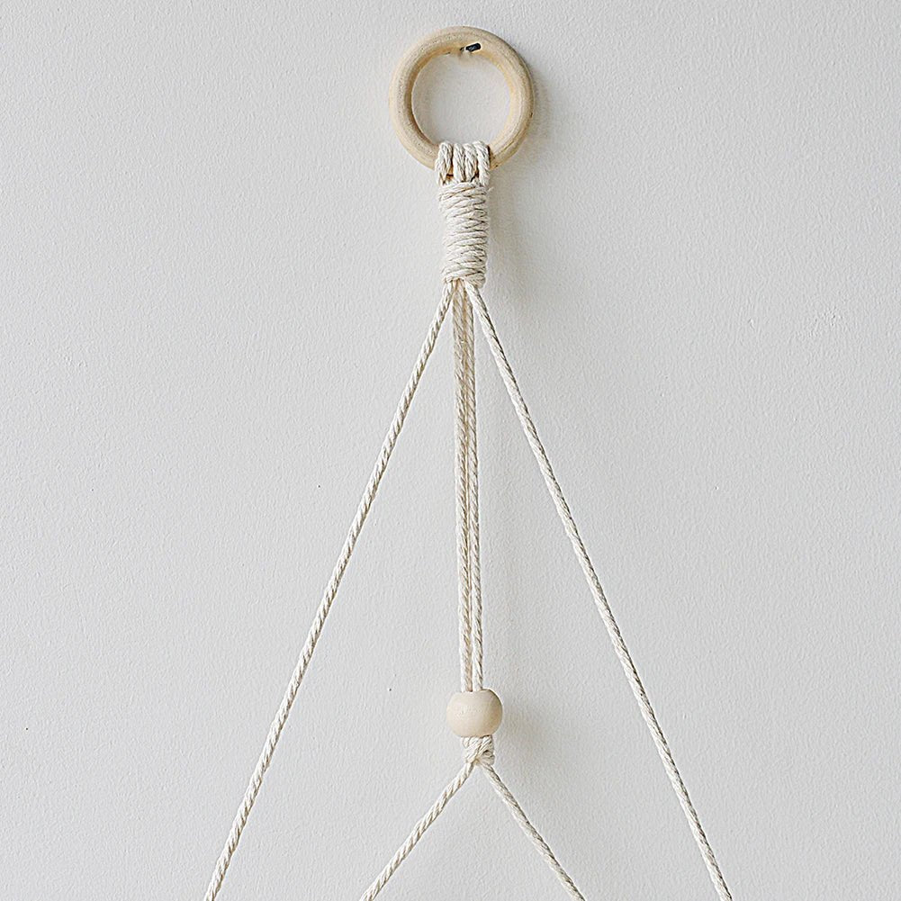 Macrame Floating Wall Shelf – Boho Wooden Hanging Decor for Bedroom, Living Room, or Nursery - Moon & Wall