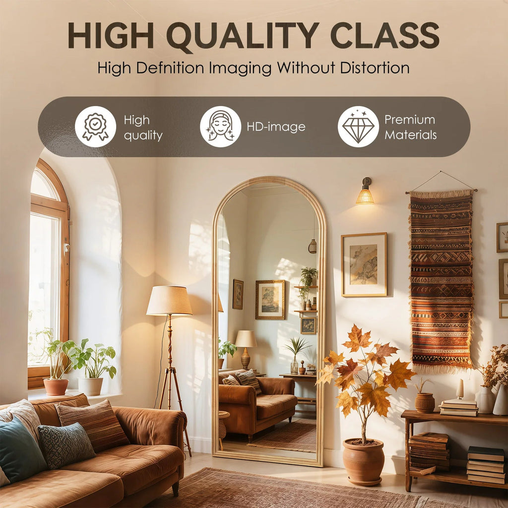 Miroir pleine longueur Arc 160×50cm - Miroir dressing à cadre en bois massif en marron, noir ou blanc - Moon & Wall