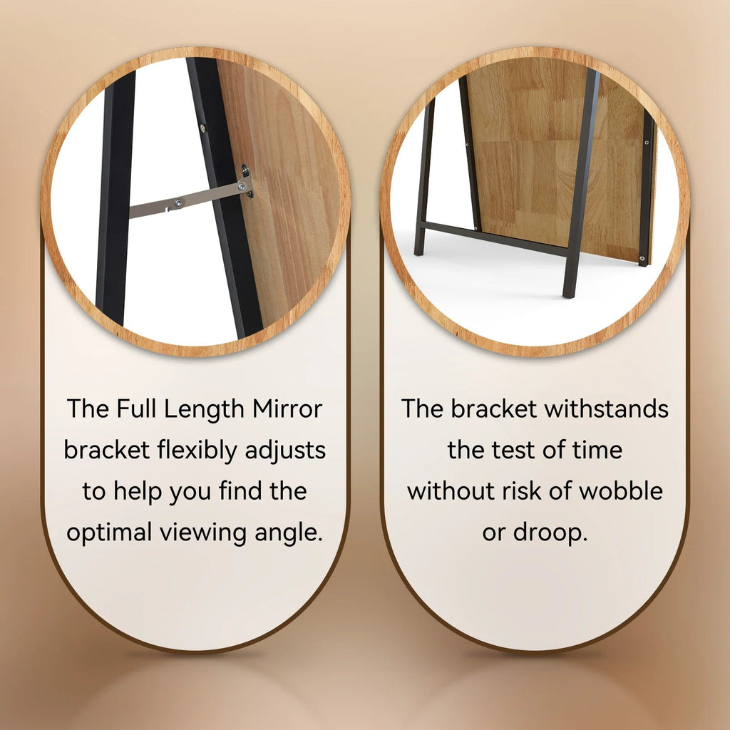 Miroir pleine longueur Arc 160×50cm - Miroir dressing à cadre en bois massif en marron, noir ou blanc - Moon & Wall