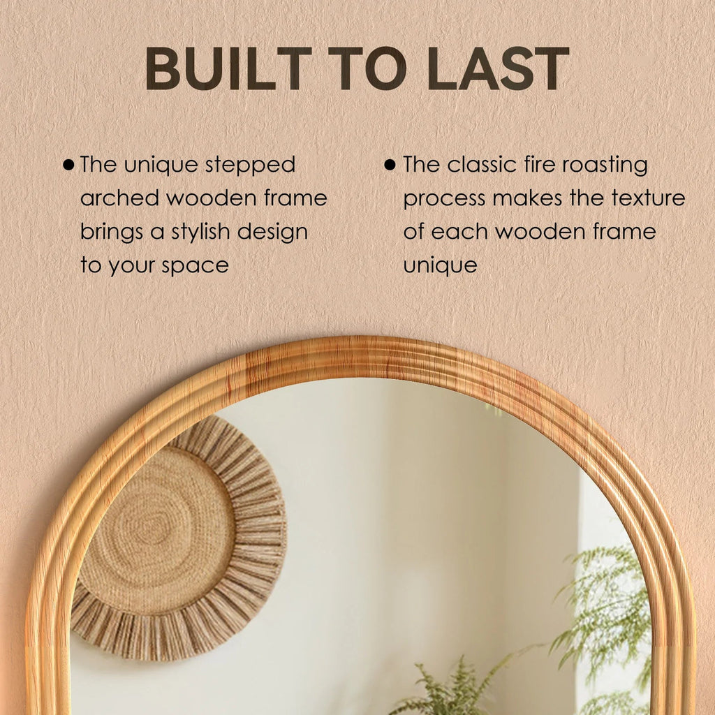 Miroir pleine longueur Arc 160×50cm - Miroir dressing à cadre en bois massif en marron, noir ou blanc - Moon & Wall