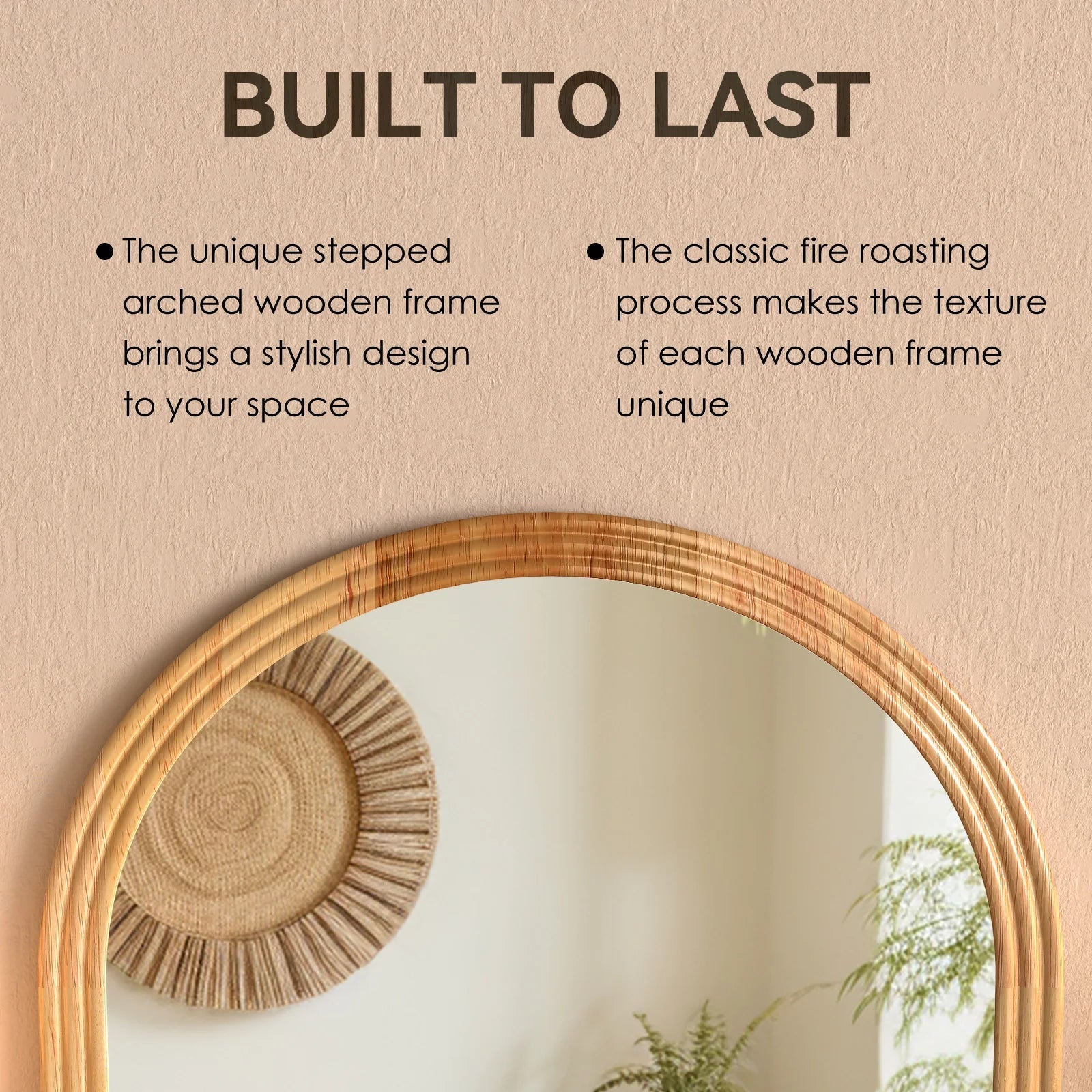 Miroir pleine longueur Arc 160×50cm - Miroir dressing à cadre en bois massif en marron, noir ou blanc - Moon & Wall