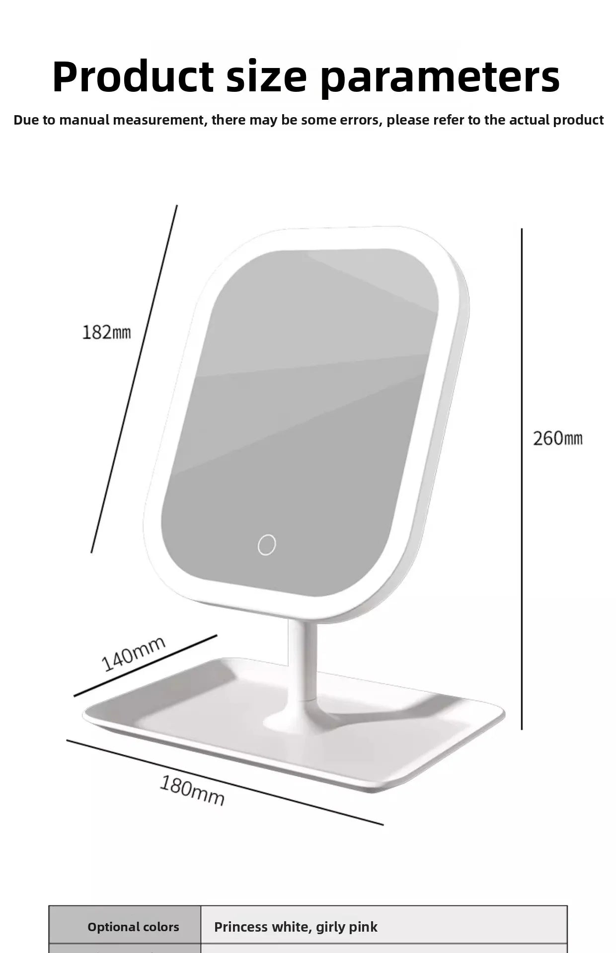 Modern LED Vanity Mirror – Decorative Makeup & Desktop Mirror for Bedroom or Bathroom - Moon & Wall